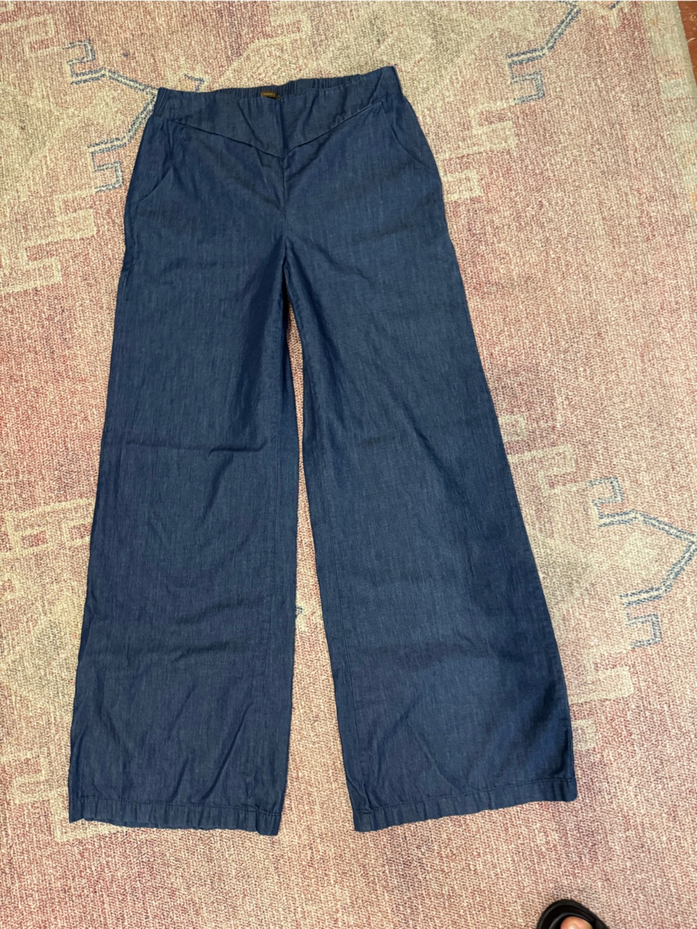 Copper Key chambray pull on denim cotton wide leg pants size small